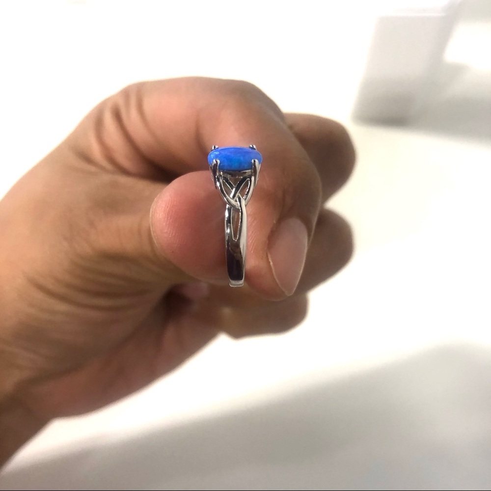 Blue Lab Opal Sterling Silver Ring - Picture 3 of 4